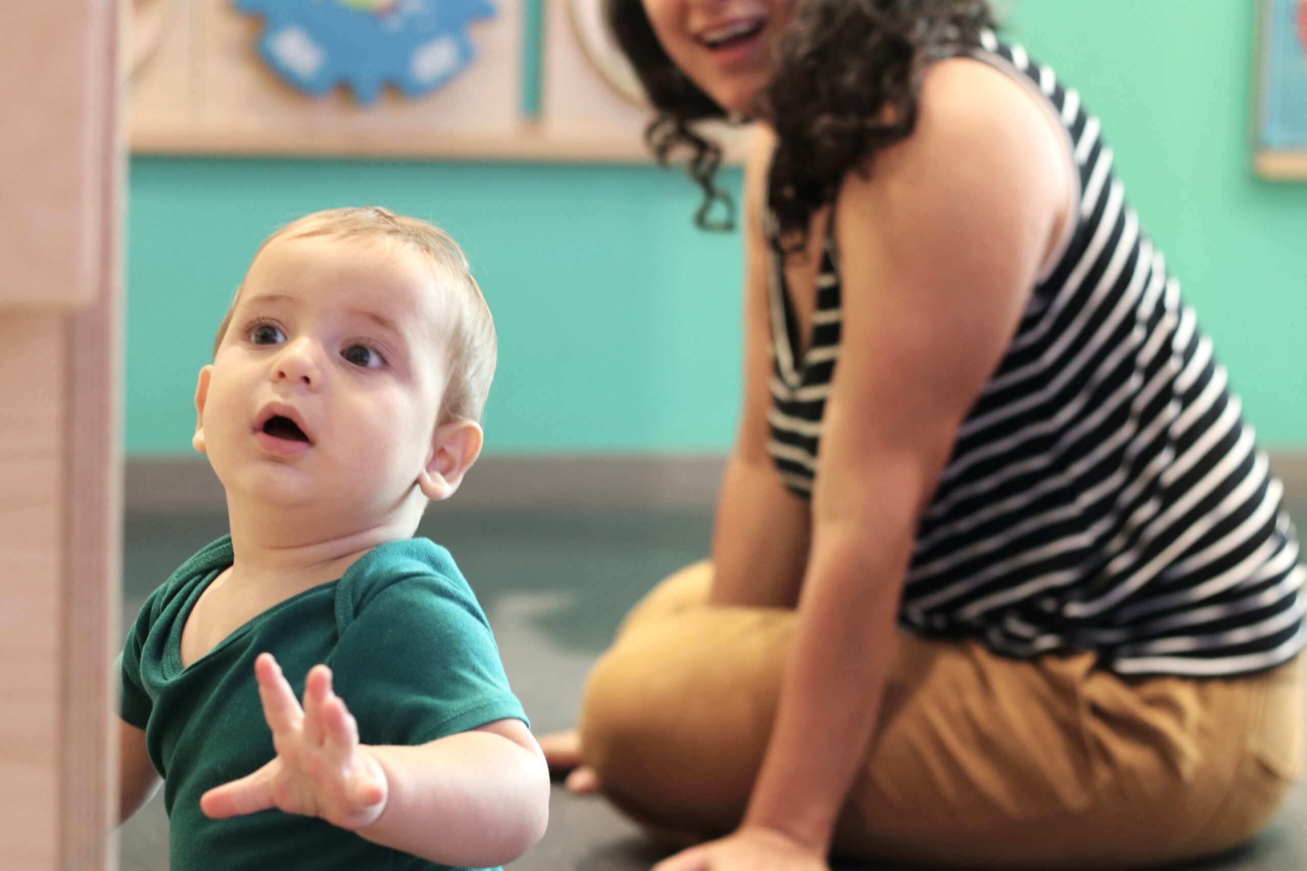 Baby discovering the wonders of the Play With Me gallery